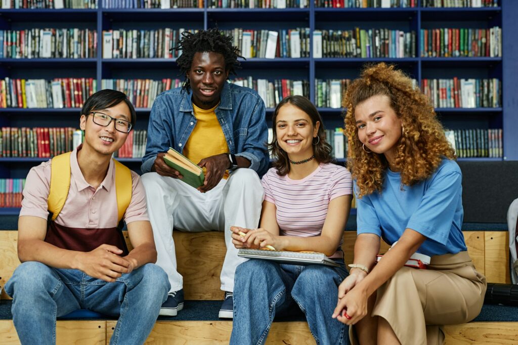 Portrait of Diverse Students in Library