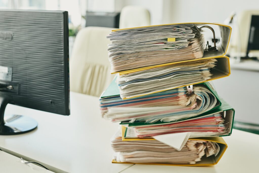 Stack of case binder for caseworker